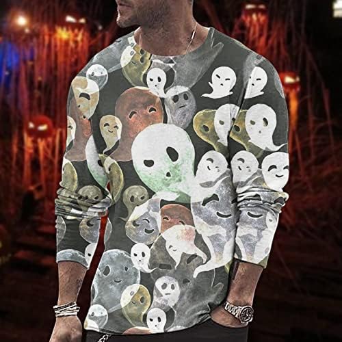 Soldado masculino de Halloween camisetas outono masculino e inverno Slim Fit Casual Retro Old Halloween Festival Tops