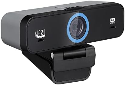 ADESSO Cybertrack K4 4K Ultra HD foco fixo webcam USB com ângulo de campo ajustável, microfones duplos embutidos, interruptor de áudio/vídeo privado e montagem de tripé