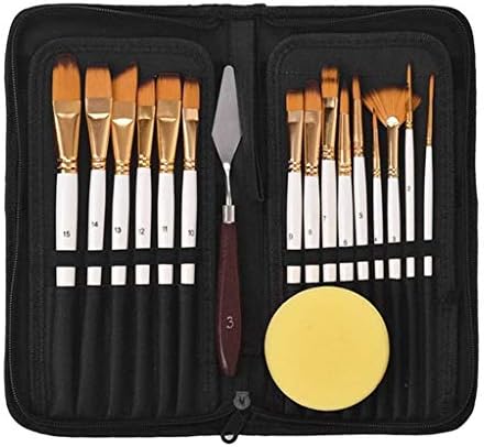 SXDS 15 PCS Binche Brush Conjunto de óleo Pintura aquarela Gouache Pintura portadora de paleta de estojos e materiais de arte de