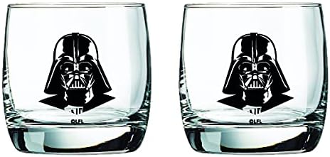 Conjunto de vidro de Guerra nas Estrelas - Darth Vader - Conjunto de presentes colecionáveis ​​de 2 copos de coquetéis - Capacidade de 10 onças - Design clássico - Base pesada