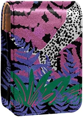 Caixa de batom de Oryuekan, bolsa de maquiagem portátil fofa bolsa cosmética, organizador de maquiagem de suporte de batom, leopardo