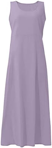 Fqzwong Feminino de linho de algodão feminino Casual Dress Dress Beach Vacuration V pescoço Manga curta LOLH