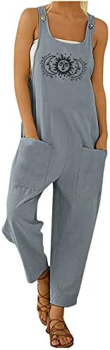 Calça de linho de perna larga feminina calça de mistura vintage cintura elástica casual calça de verão solto de verão com