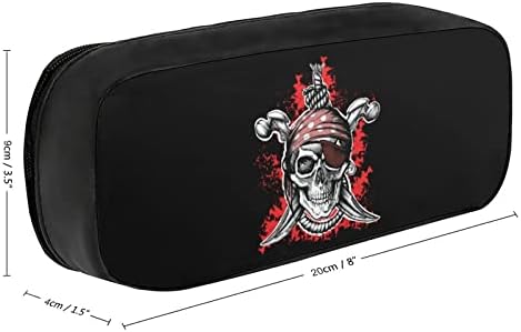 Black Pirate Skull lápis Case PU Leatra Lápis Bag de Grande Capacidade Caixa Pen