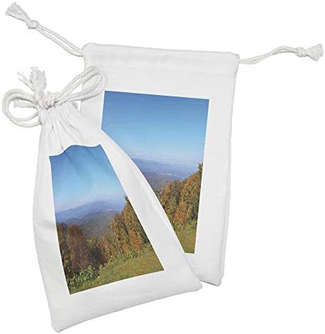 Conjunto de bolsas de tecido Ambesonne Appalachian de 2, foto panorâmica aérea das montanhas sazonais da Virgínia e céu aberto,