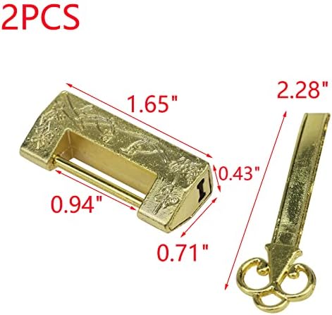 My My Mironey 2-Pack Gold Escrited Flor Bird Padlock Padlock Small vintage Decorativa Lock Old Chinese Lock com chave
