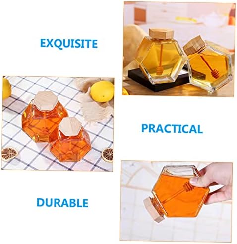 Zerodeko mel maconha garrafas de vidro com tampa recipientes de vidro dispensador de vidro capa mel de mel clara jarra de mel