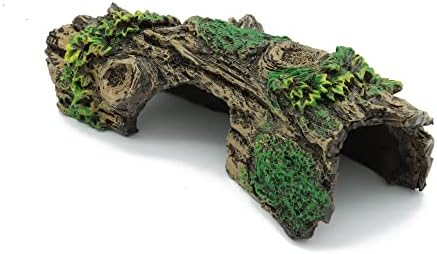 Decorações de aquário jih resina ornamento de tronco de árvore oca, decoração de madeira de caverna de caverna bettas
