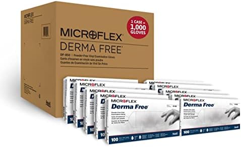 Microflex Derma livre DF-850 Luvas de vinil descartáveis ​​para preparação e manuseio de alimentos