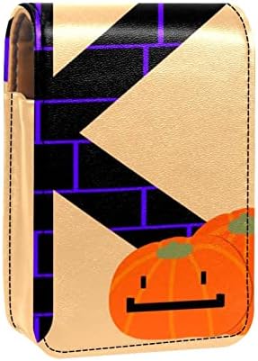 Bolsa de batom de batom de maquiagem de oryuekan com espelho portátil de armazenamento de armazenamento portátil de armazenamento de armazenamento de lips, halloween desenho animado letra k letra k
