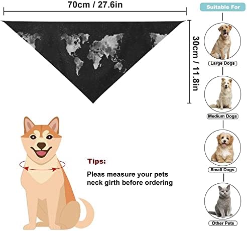 Preto e branco retro mapa mundial cão bandanas pet shalloween trajes para cães gatos gatos triângulo de estimação de pet bandanas scarf bibs acessórios