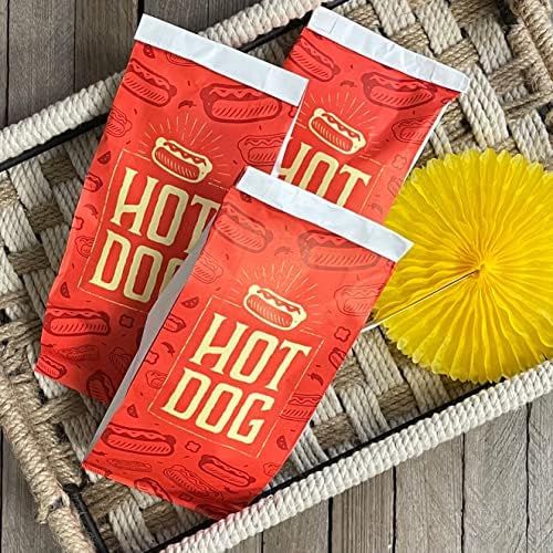 Sacos de cachorro -quente de papel alumínio impressos - 50 pacote - prateado vermelho por fora dos papéis da caixa