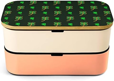 Irish Four Leaf Lucky Clovers Feliz Dia de São Patrício Bento lancheira Bento à prova de vazamentos Bento Box Recipientes