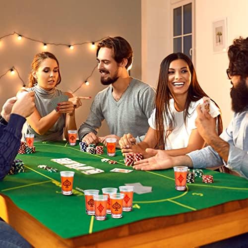Chuangdi 24 PCs Casino Favors Favors 1,2 onças de acrílico Glass para adultos Poker Game Night Party Decoration Glasses
