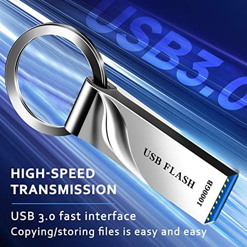 Passe USB Flash Drive 1 TB Drive de polegar portátil USB 3.0 Ultra grande capacidade USB Drive de 1000 GB Drive Metal Metal Usb Stick com o KeyChain Memory Stick para PC/Laptops