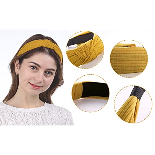 Bandas de cabeça atadas para mulheres meninas 9 PCs largo Turbante liso Bandas de cabelo de moda de moda com cores sólidas Cabelo vintage