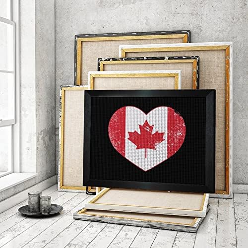 Canada Heart Bandeira Retro Kits de pintura de diamante Picture Frame 5D DIY Full Drill Frill Rhinestone Arts Decoração de parede para adultos Blackwood 50 * 40cm