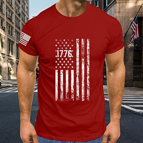 Miashui colher camisetas de manga longa para homens da independência da independência da independência da bandeira impressão de primavera/verão Homens de lazer