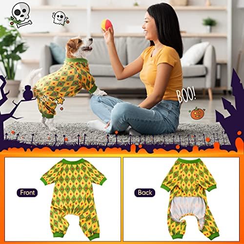 4 peças Halloween Dog pijamas Halloween Costume de cachorro Halloween Dog Skull Pumpkin Dog Roupas de cachorro macio macacão de macacão