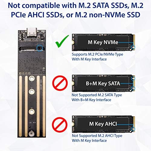 SY-ENC40140 USB-C 3.1 M.2 M-key PCI-E NVME Adaptador de gabinete de alumínio externo baseado em NVME Supports 2230/2242/2260/2280