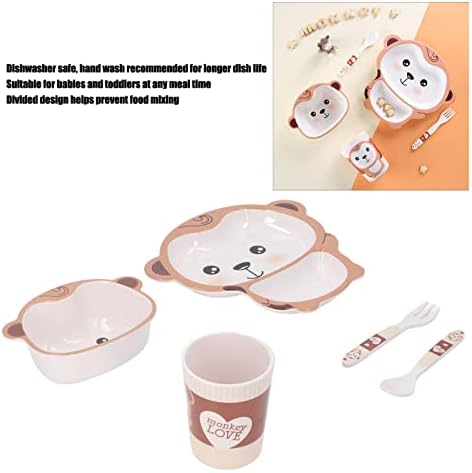 Conjunto de placas para crianças Fafeicy, padrão de cartoon Monkey Motif Motif Melamine Fthalato Luz sem escalão e Lugar de Tableware