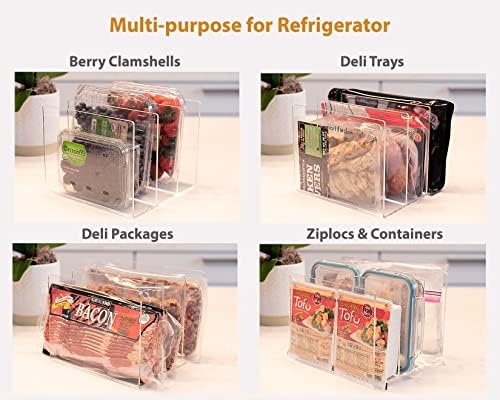 Organizador acrílico de geladeira inteligente com divisores verticais para armazenar marchas de frutas, delicatessen, bandejas,