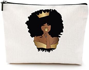 Djhung Black Afro -American Mulheres Meninas Bolsa de maquiagem Presentes inspiradores para mulheres Pouch de viagem de mulher negra