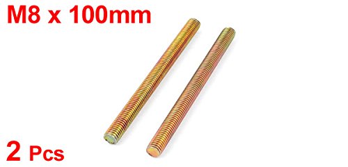 UXCELL A15062400UX0125 1,25 mm Pitch M8 x 100 mm Male Male Bonge Bronze Tone 2 Pcs Pacote de 2