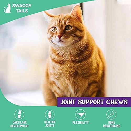 Tails swaggy glucosamina para gatos, suplemento de inflamação articular, mastigações de articulações de gatos - suporte