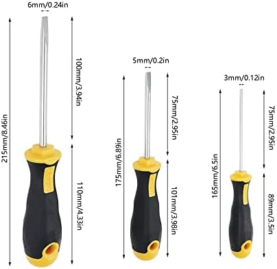 Chave de fenda KUMGROT 3PCS Conjunto de fenda de fenda de fenda para reparo de fixação de aperto 3 × 75mm, 5 × 75mm, 6 × 100mm
