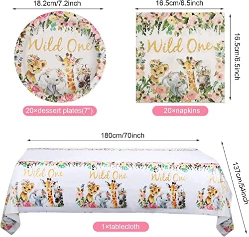 Girl Wild One Birthday Party Supplies, inclui 20 pratos de papel - 20 guardana