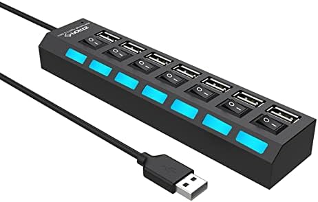 7-porta hub USB USB 2.0 Transferência de dados do hub com luzes indicadoras individuais para laptop para PC
