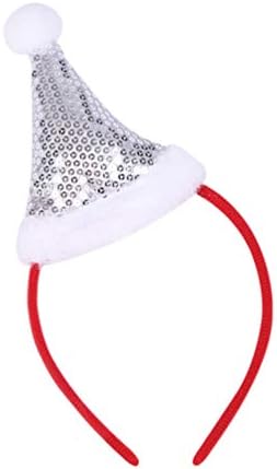 Happyyami lantejouno Santa chapéus 4pcs bandeiras de natal brilho lenço de lantejoulas santa bandana de cabeça chapéu de natal