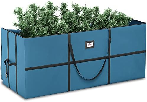 Saco de armazenamento de árvore de Natal de Hearth & Harbor 7,5 pés - Caixa de armazenamento de árvore de Natal à prova d'água de 600d Material Oxford - bolsa de árvore de Natal com alças e abertura especial, azul