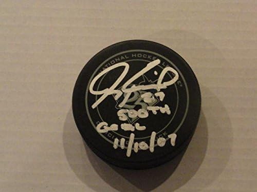 Jeremy Roenick assinou San Jose Sharks 25th Game Game Puck 500 gols Prova - Autografado NHL Pucks