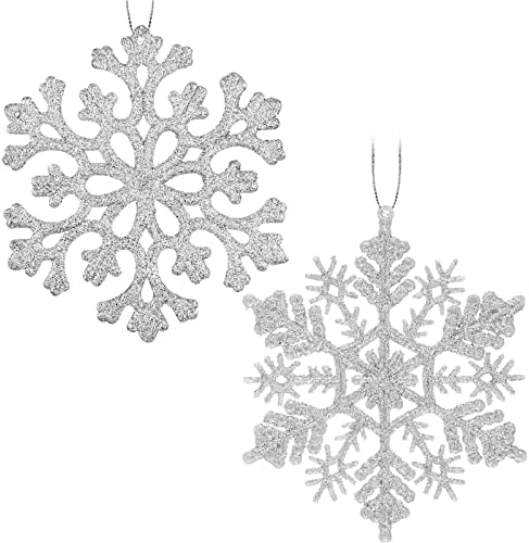 30pcs Natal Glitter Snowflake Ornamentos