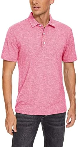 Polo de manga curta masculina de Magcomsen, camisas de golfe para homens de 3-Button Wicking, camiseta atlética de colarinho casual