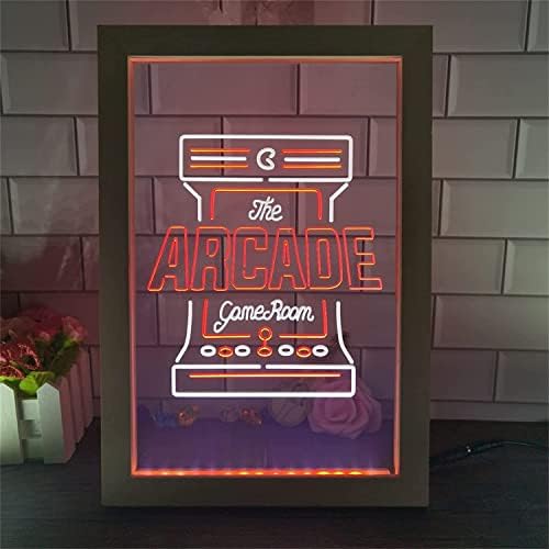 DVTEL O jogo de arcade liderou o sinal de neon, luzes noturnas USB personalizadas com moldura de madeira, placa luminosa pendurada na parede, 32x42cm Hotel Restaurant Bar Coffee Shop