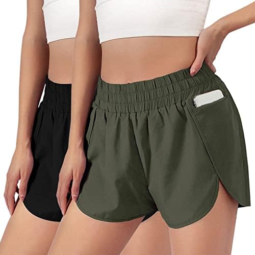 Shorts atléticos femininos 2 pacote de alta cintura de cintura de letra sólida de pijama shorts de verão elástico