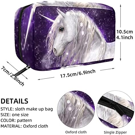 Bolsa de maquiagem inadequada, Purple Unicorn Cosmetics Bag portátil Tote Travel Trem Case Organizer Accessorie Case Tools Caso