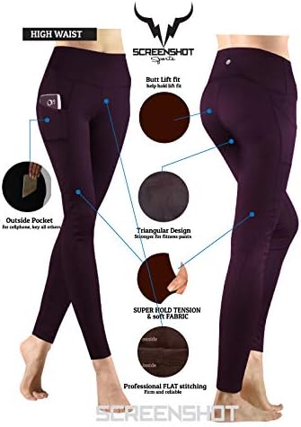 Captura de tela alta cintura de bolso de ioga Pontas de barriga Treino de controle de barriga Executando as leggings