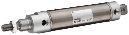 SMC NCDME075-0200 Cilindro de ar de aço inoxidável, corpo redondo, atuação dupla, montagem de extremidade dupla,