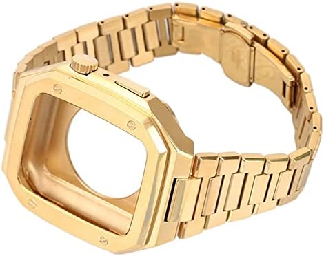 Cinta integrada de aço inoxidável cnhkau para banda de relógio Apple 44mm 45mm ， Men Women Metal Bracelet Acessórios para Iwatch Series 8 7 6 5 4 SE Watchband