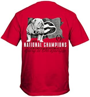 Novo World Graphics NCAA Universidade da Geórgia 2021 Campeonato Nacional experimentou uma camiseta de manga curta unissex adulta, Red-X-Large