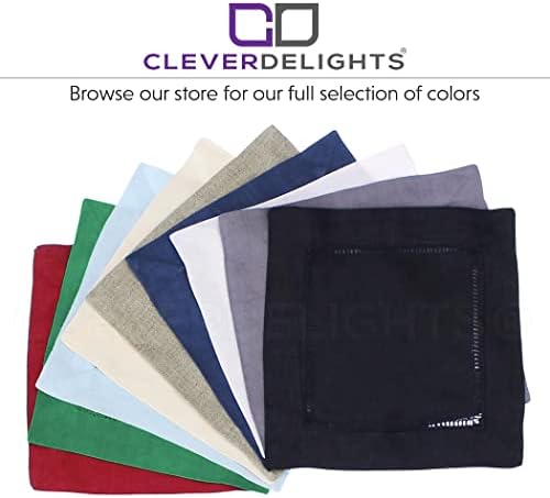 CleverDelights Slate Hemstitch 6 guardanapos de coquetel - 12 pacote - 55/45 Linen Cotton Blend