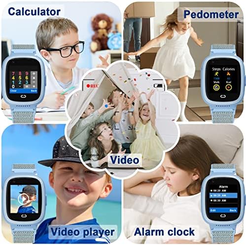 Volga 4G Smart Watch Phone para crianças, relógio inteligente com rastreador GPS de duas maneiras chamando vídeo Video Call Sos WiFi Pedômetro Touch Screen Camera Música, Kids Smart Watch Boys Girls 4-12 anos Presente