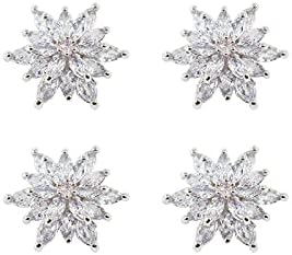 Jerler 4 PCs Botões de strass de sliver de zircão Os enfeites de cristal costuram botões de roupas para decoração e bricolage