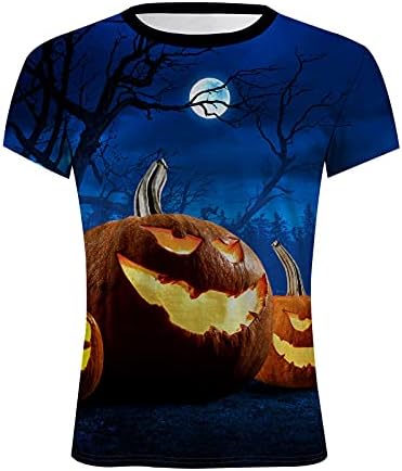 Xxbr halloween jack-o-lantern camisetas para homens, engraçado 3D Pumpkin Pump Round Neck Tee Tops Athletic Casual Camual