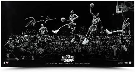 Michael Jordan assinou autografou a foto 18x36 Kiss the Rim 180 Bulls /123 UDA - fotos autografadas da NBA