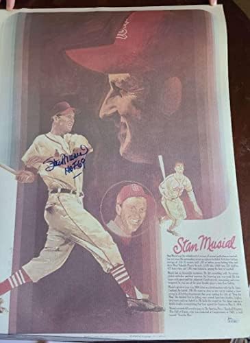 Stan Musial JSA assinou 18x24 Foto Litho Autograph Cardinals - MLB autografado Art